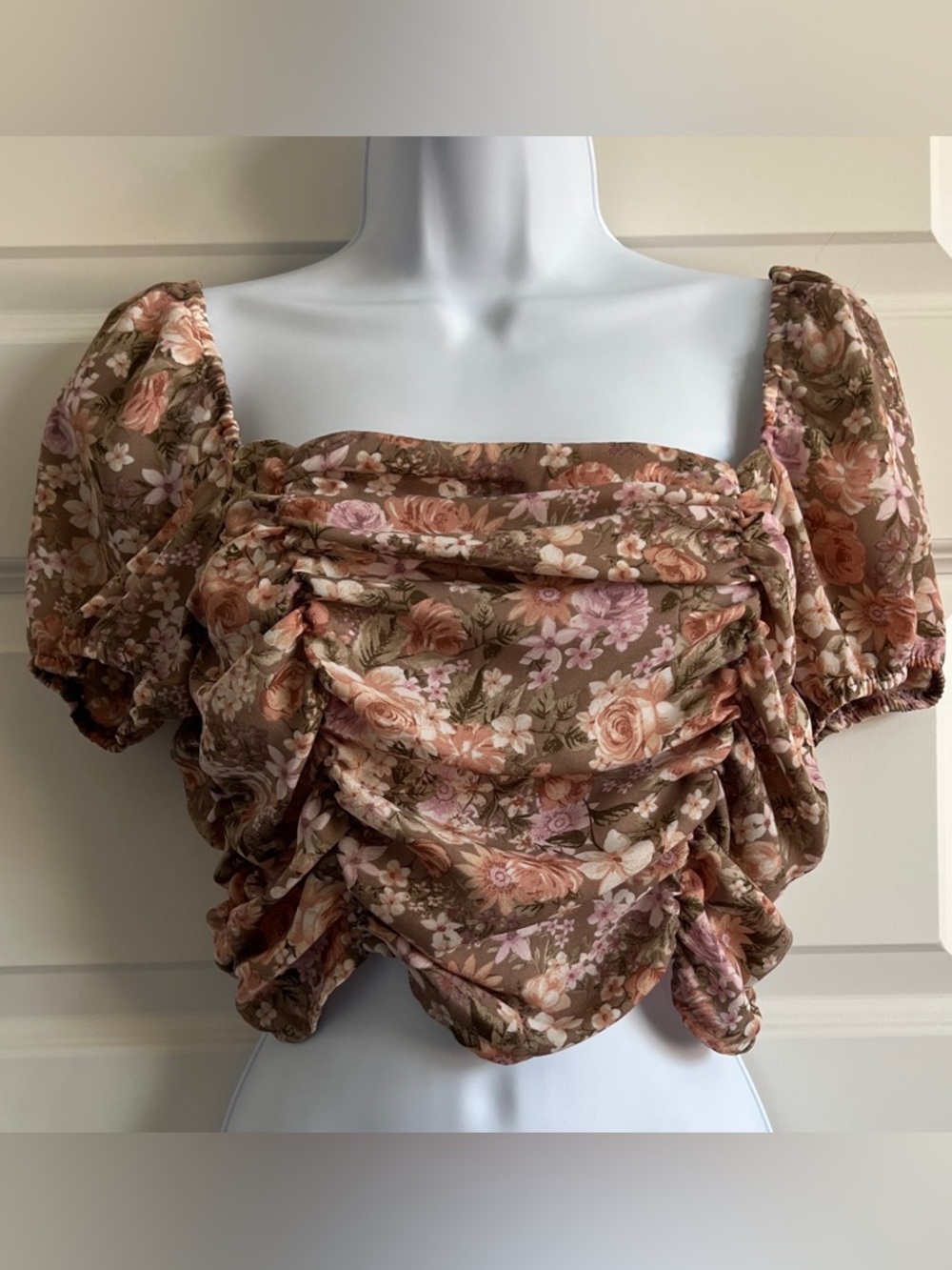 BLASHE Smocked Ruched Crop Floral Size XS/S Altar’d State